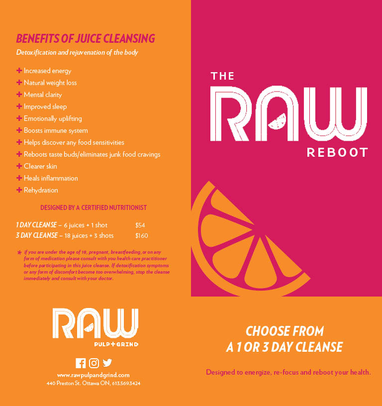 RAW Pulp and Grind Cleanse Brochure